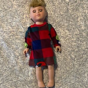 Colorful Plaid Dress Doll with Blonde Hair